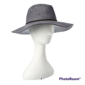 PHENIX Wide Brim Wool and Leather Fedora Gray